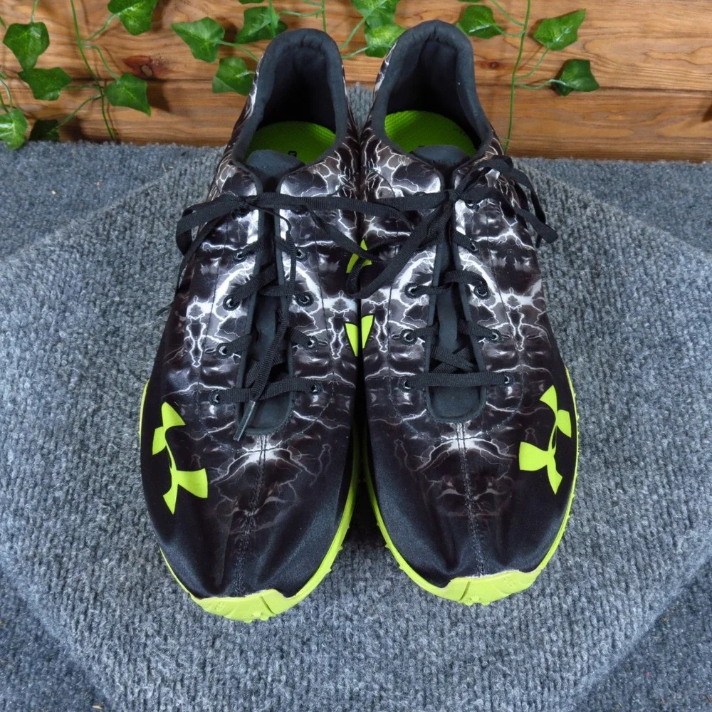 Under‎ Armour Kick Sprint Mens Track Spikes Size 14 Sprinting Black Neon Green